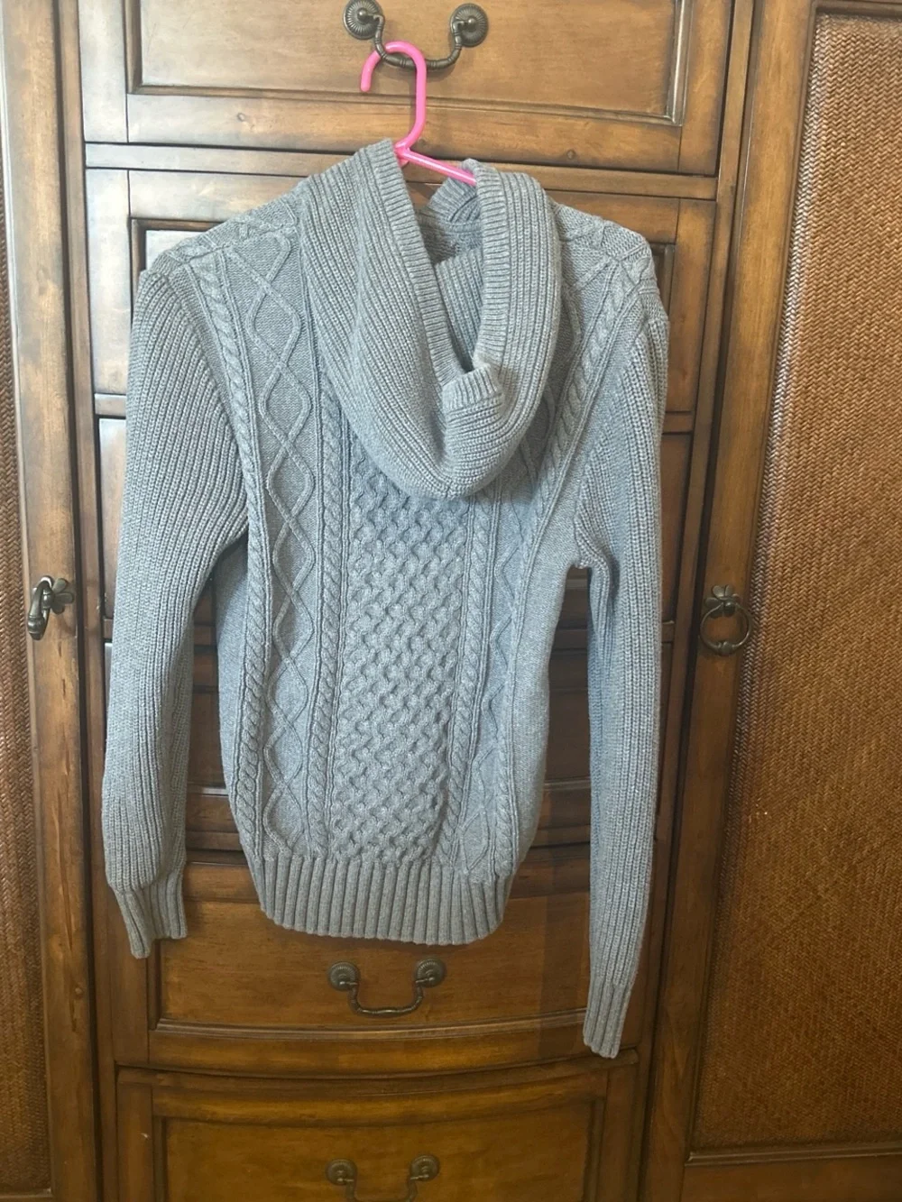 L.L. Bean Gray Cable-Knit Turtleneck Sweater